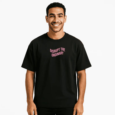 Oversized Black T-Shirt – “Disrupt the Ordinary”
