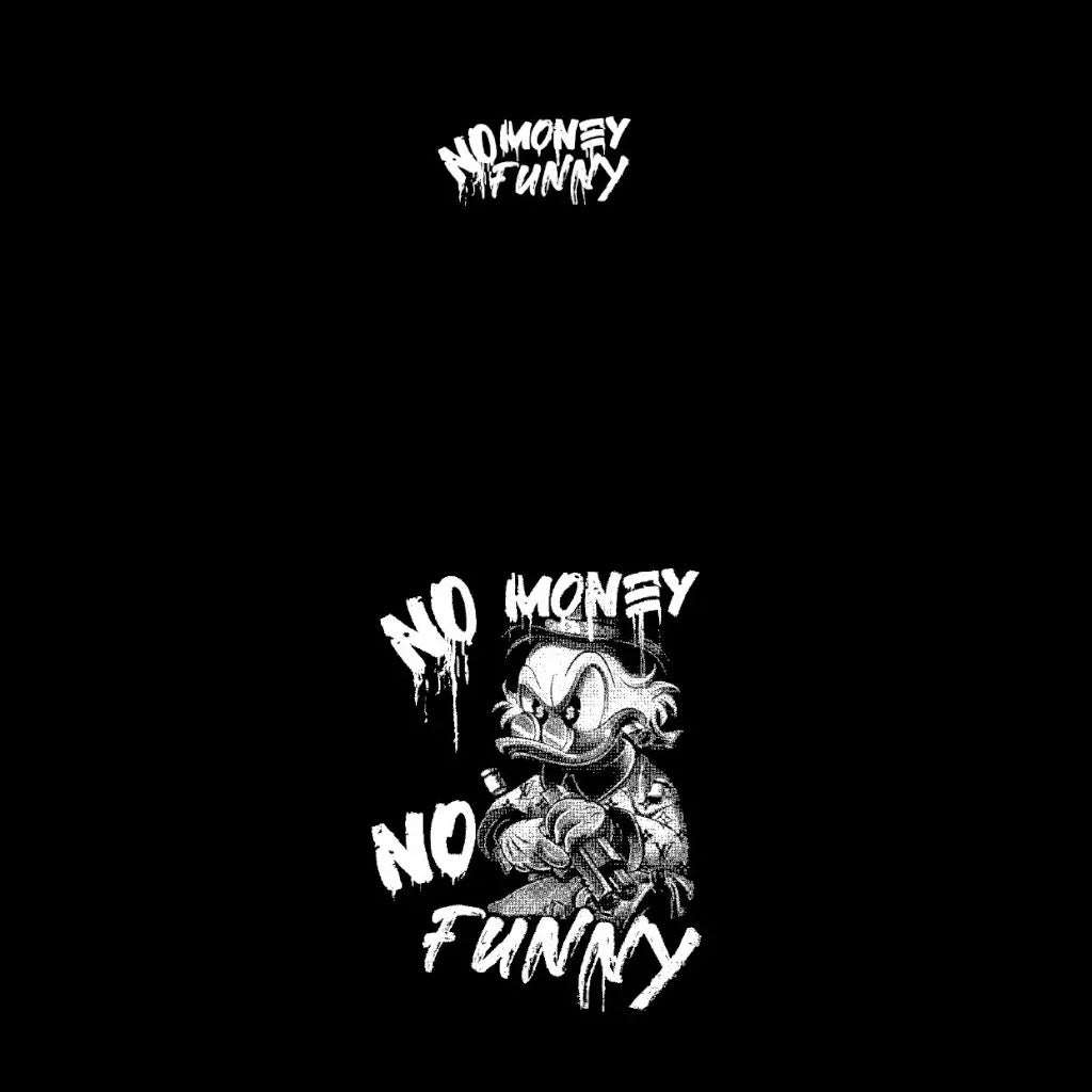 Oversized Black Graphic T-Shirt – No Money No Funny