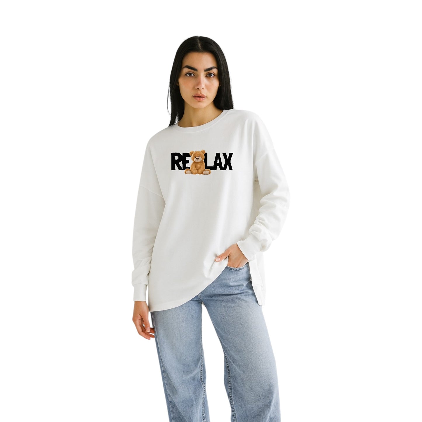 Relax Teddy White Oversized shirt