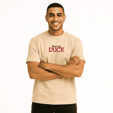 Beige Oversized T-Shirt – “What the DUCK”
