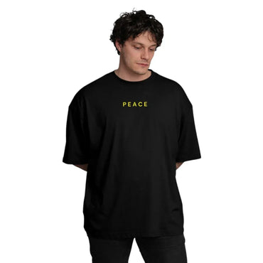 Oversized Black T-Shirt – “PEACE”