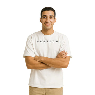 White Oversized T-Shirt – “FREEDOM”