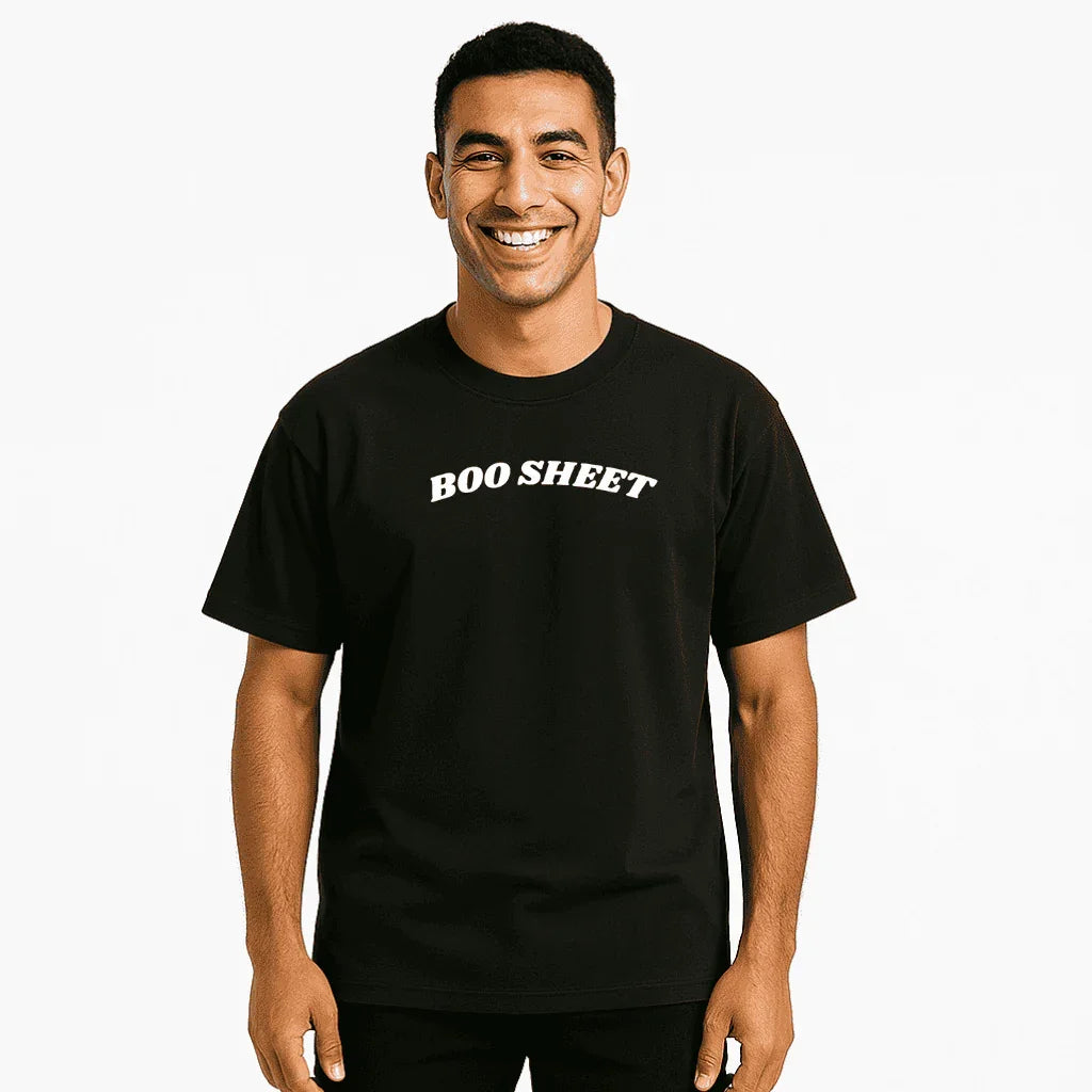 Oversized Black T-Shirt – “BOO SHEET” Ghost