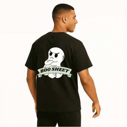 Oversized Black T-Shirt – “BOO SHEET” Ghost