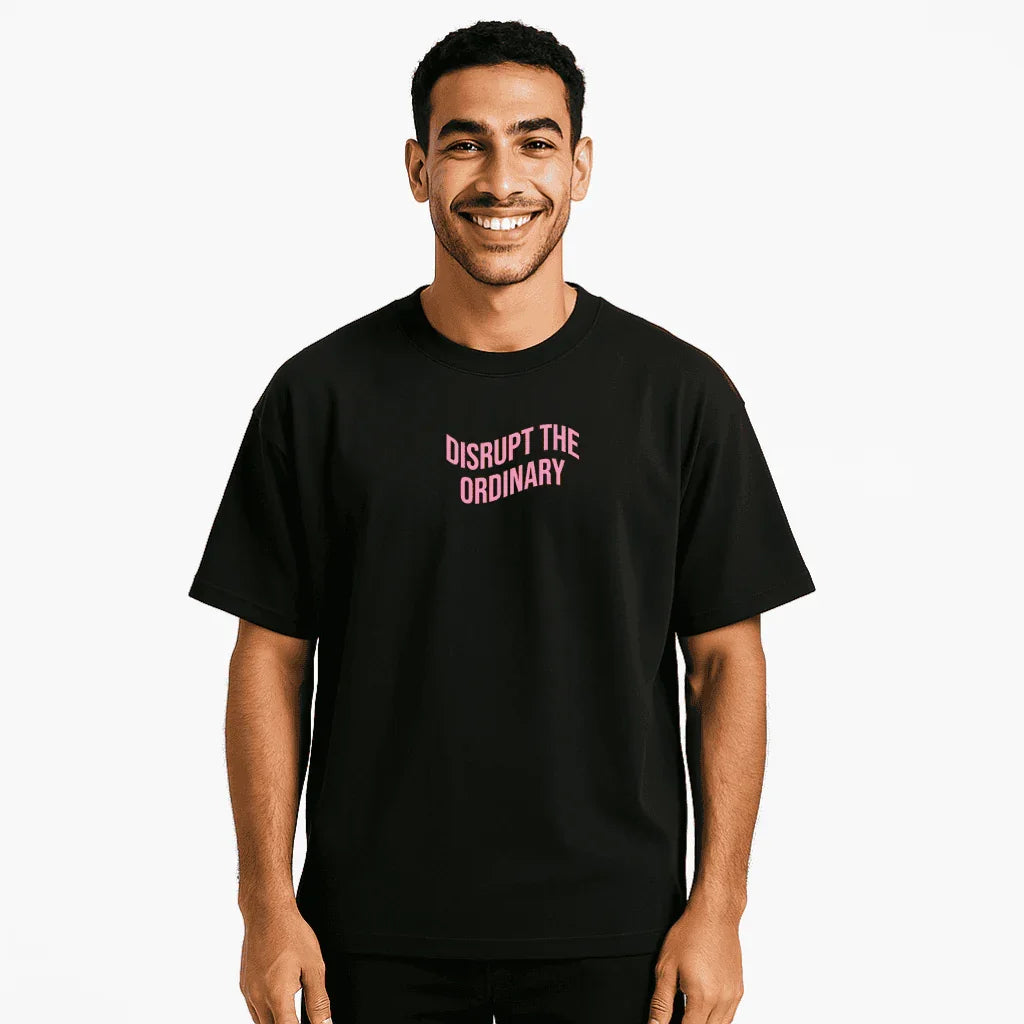 Oversized Black T-Shirt – “Disrupt the Ordinary”