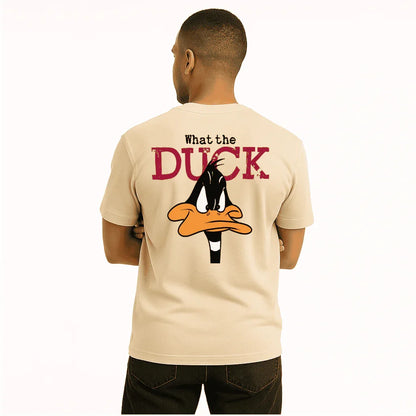 Beige Oversized T-Shirt – “What the DUCK”