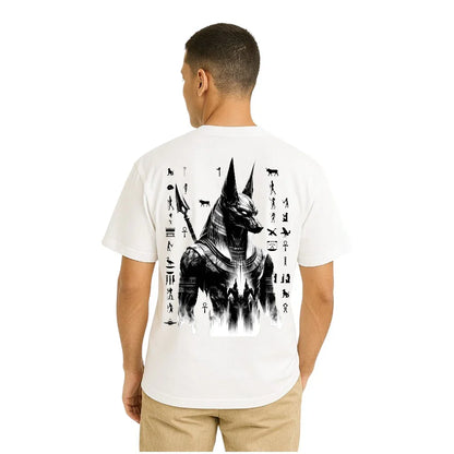 White Oversized T-Shirt – “Anubis Hieroglyph Edition”