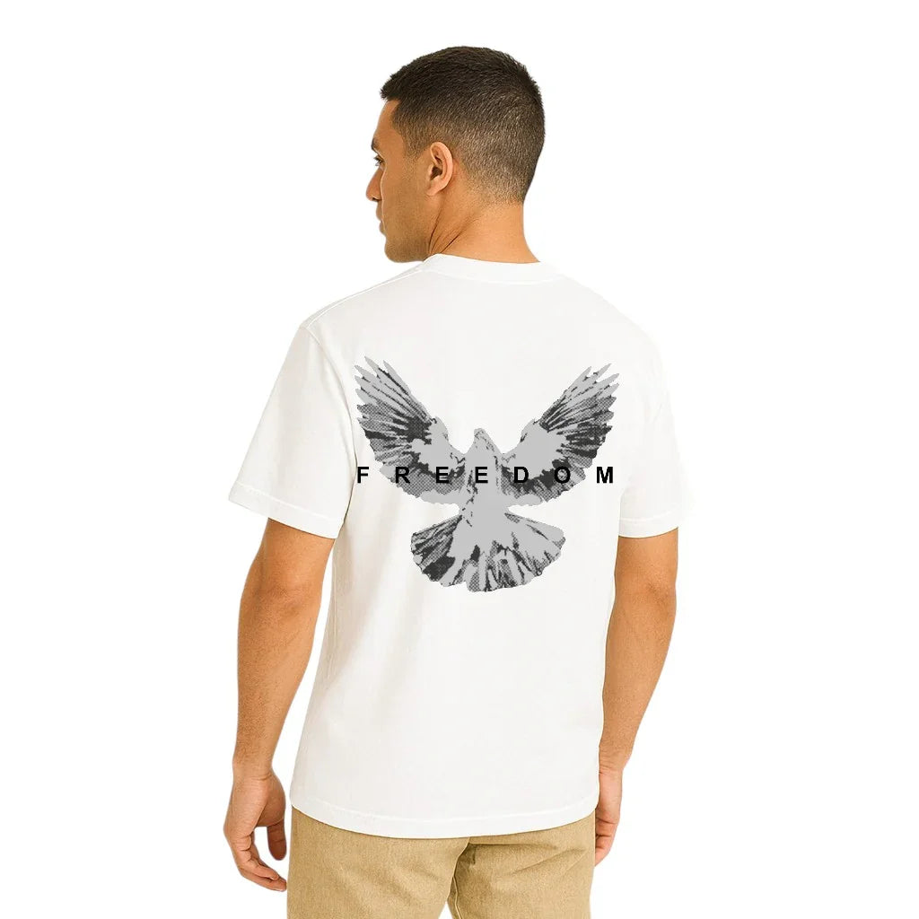 White Oversized T-Shirt – “FREEDOM”