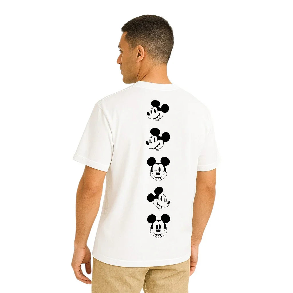 White Oversized T-Shirt – Classic Cartoon Face Evolution