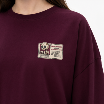 Overthinkers Club Oversized Long Sleeve Tee – Burgundy Edition