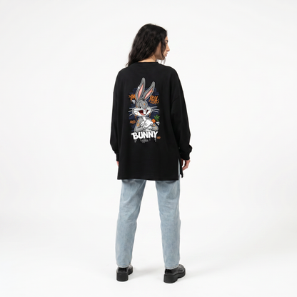 Stay Crazy Bunny Oversized Long Sleeve Tee