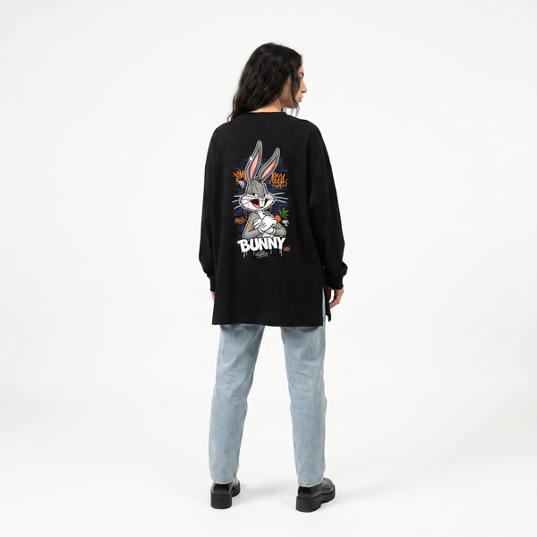 Stay Crazy Bunny Oversized Long Sleeve Tee
