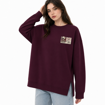 Overthinkers Club Oversized Long Sleeve Tee – Burgundy Edition
