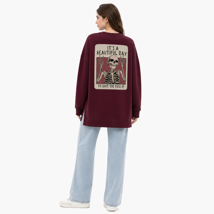 Overthinkers Club Oversized Long Sleeve Tee – Burgundy Edition
