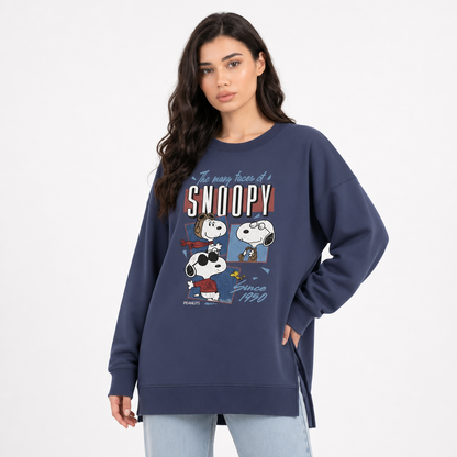 Snoopy Many Faces Oversized Long Sleeve Tee