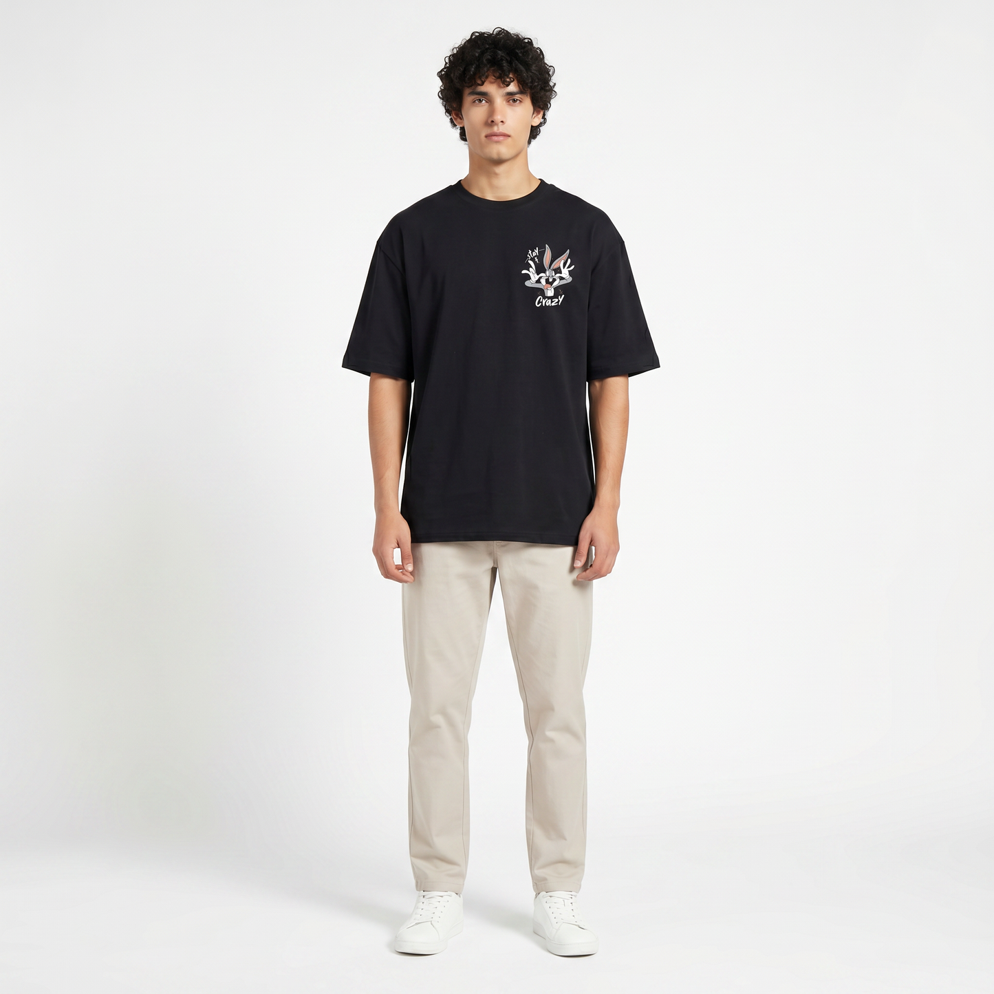 Crazy Bunny Oversized Tee – Black Edition