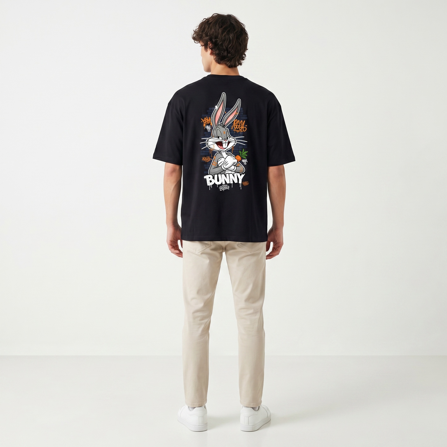 Crazy Bunny Oversized Tee – Black Edition