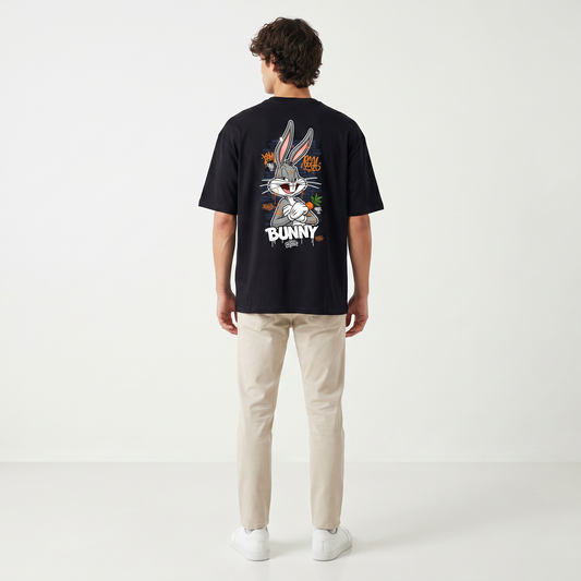 Crazy Bunny Oversized Tee – Black Edition
